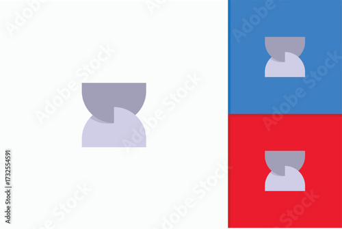 Abstract geometric logo with overlapping circles and cutout design symbolizing balance, harmony, minimalism, creativity, identity, modernity, innovation, originality, structure, concept, and clarity.