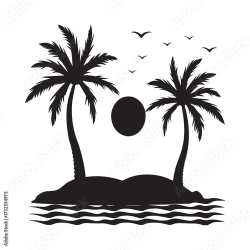 tropical island with palm trees