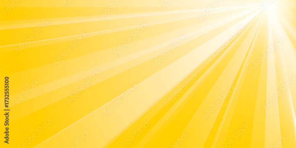 Obraz premium Golden yellow light rays shining from the upper right corner on a bright sunny day background isolated on white background