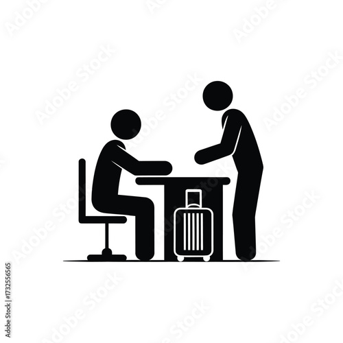Traveler interacting with airport security personnel