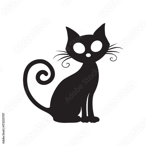 black cat on white background