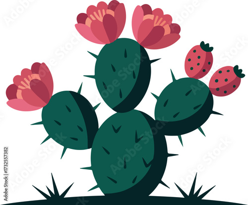Prickly pear logo icon vector white background .