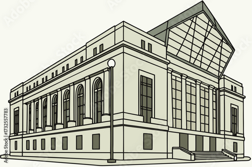 Indianapolis Public Library Central Library in Indiana, historic limestone facade joined to modern glass atrium