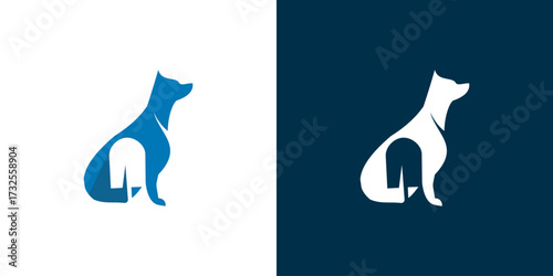 dog logo design with negative shovel