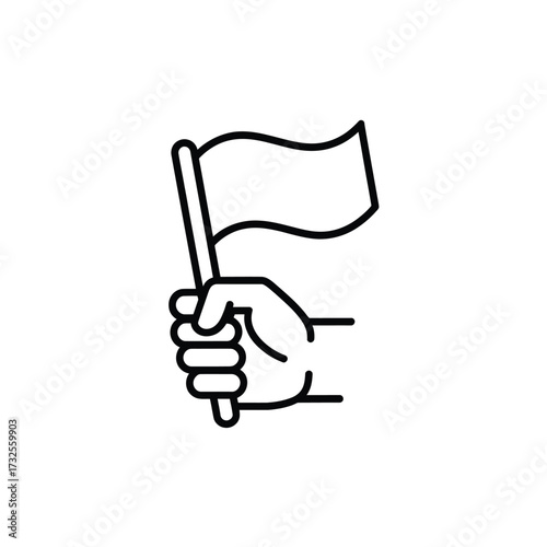 Hand holding a waving flag icon