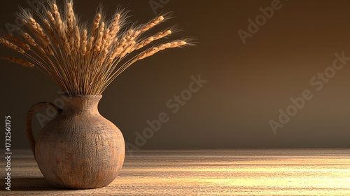 Neat composition of lamp and plant together isolated on background, soft shadow enhancing realism