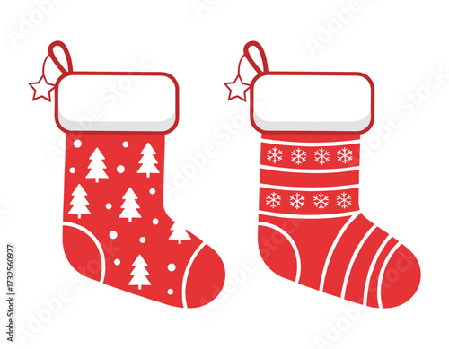 Christmas stockings in flat design style