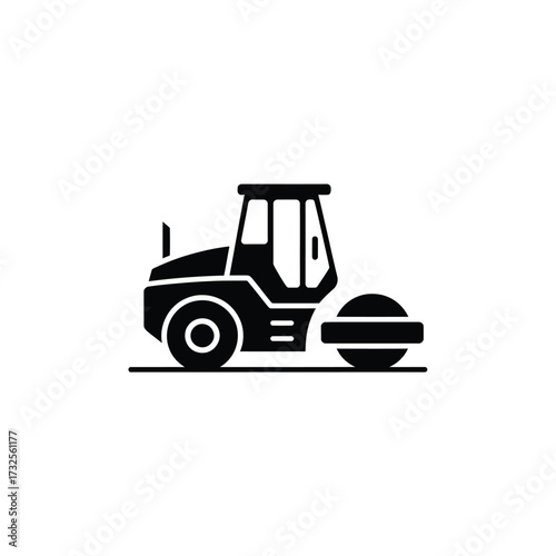 Black silhouette icon of a road roller machine