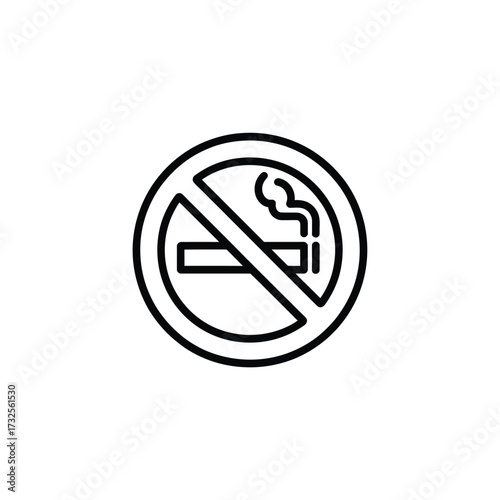 No smoking symbol icon in a circle with a diagonal line