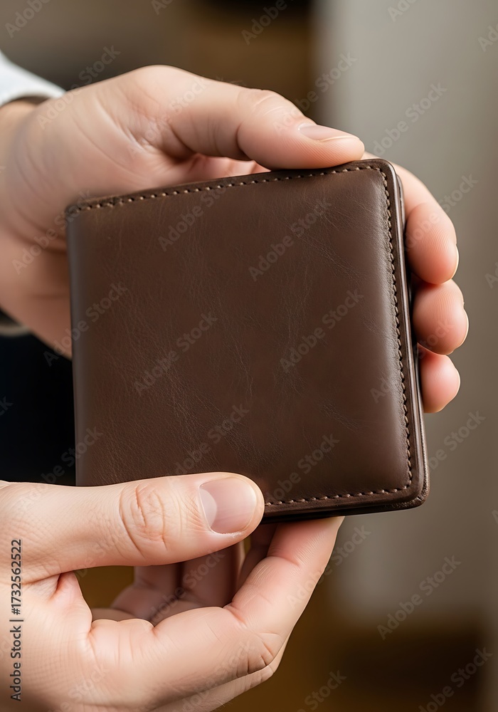 Obraz premium Crafted leather wallet presented with care offering a glimpse of refined style and understated elegance