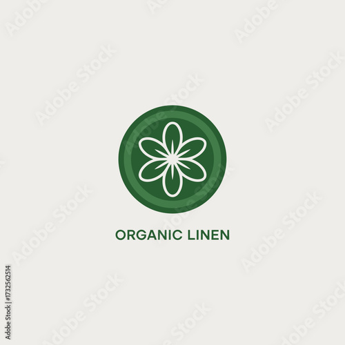 A simple yet elegant logo representing Organic Linen with a flower motif, emphasizing sustainability and eco-friendliness in fabric design and production.