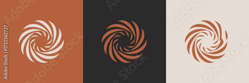This image presents a stylized swirl design showcased against warm backgrounds, creating a harmonious visual effect that represents motion and energy.