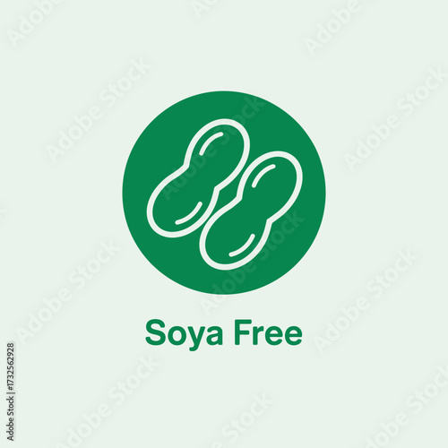 This image features a clear and simple 'Soya Free' logo with peanut illustrations, emphasizing dietary preferences and allergen information in a minimalistic design.