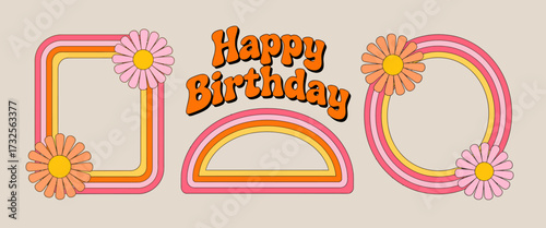 This image features vibrant birthday-themed frames adorned with playful flowers, perfect for celebrating in a whimsical and joyful manner, enhancing any birthday message.