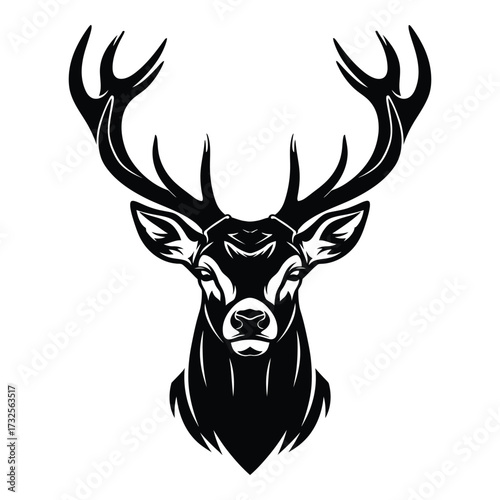 Majestic stag head silhouette majestic wildlife portrait noble antlers emblematic symbol of nature's grandeur silhouette