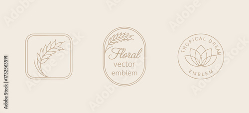This image displays a graceful minimalist floral design emblem, characterized by simplicity and elegance, emphasizing beauty and calm through clean lines and shapes.
