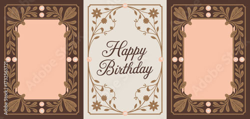 A beautifully crafted vintage birthday card with floral motifs and sophisticated typography, perfect for celebrating a special person’s birthday with elegance and charm.