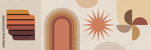 This image features a stylish abstract composition in earthy tones, including gentle curves and lines that create a soothing and harmonious visual experience.