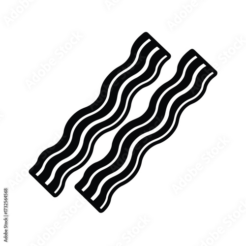 Crispy bacon strips icon minimalist black and white illustration