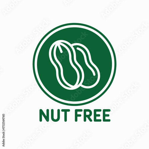 A clean and modern stylized emblem designed to clearly indicate that products are nut-free, prioritizing consumer safety for those with nut allergies.
