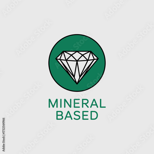 This image depicts a simple yet elegant circular design featuring a diamond symbol, representing the mineral-based category in an abstract visual style.