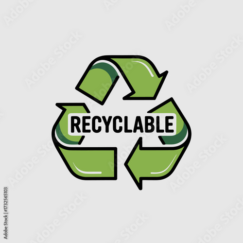 Featuring a dynamic and vibrant recyclable icon with sweeping green arrows, this graphic promotes environmental awareness and encourages a sustainable lifestyle through its compelling design.