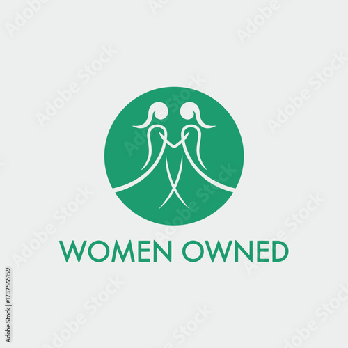 This minimalist logo features two women gracefully holding hands, symbolizing support, camaraderie, and the spirit of women-owned businesses in a contemporary design.