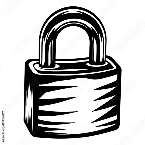 Stylized Black and White Padlock Illustration Representing Security and Protection