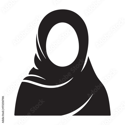 A black silhouette of a woman wearing a hijab representing islamic culture and modesty silhouette