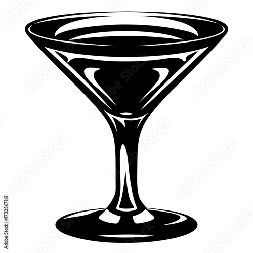 Stylish monochrome martini glass art illustration with modern design elements