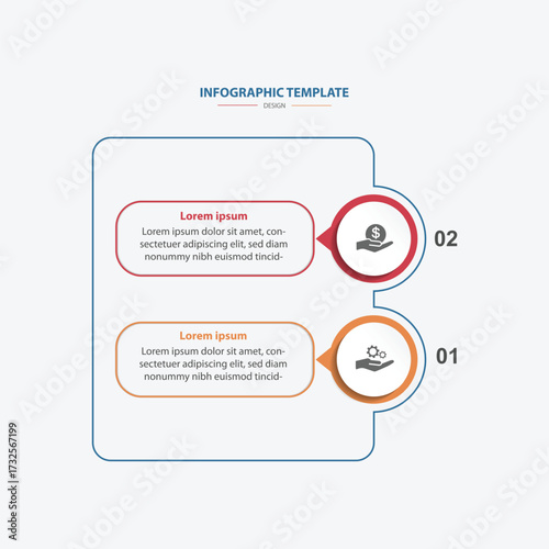 modern design template banner infographic. 2 step process information or presentation with icons
