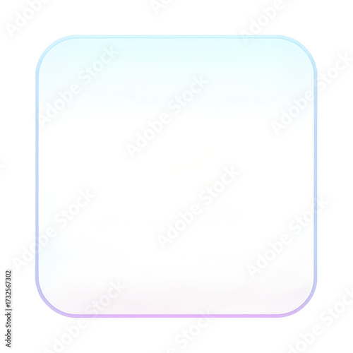 Minimal 3D glass style rounded square shape in purple and blue gradient. Perfect for design elements, UI, buttons, and abstract backgrounds