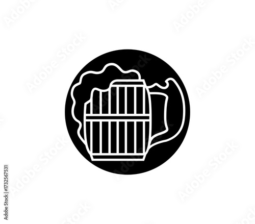 Frothy beer mug icon graphic for Oktoberfest celebrations and pub promotions, evoking Bavarian tradition and festive enjoyment