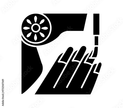 Discover glamorous nails expertly dried with a professional hairdryer, showcasing beauty and personal care.
