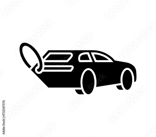 Elegant car silhouette with key tag attached, symbolizing automotive ownership, secure transport, and travel freedom