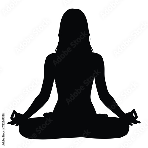 Silhouette of a woman meditating in lotus pose peaceful serene yoga practice mindful relaxation silhouette