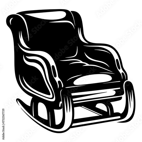 Vintage monochrome rocking chair design perfect for a nostalgic and comforting graphic