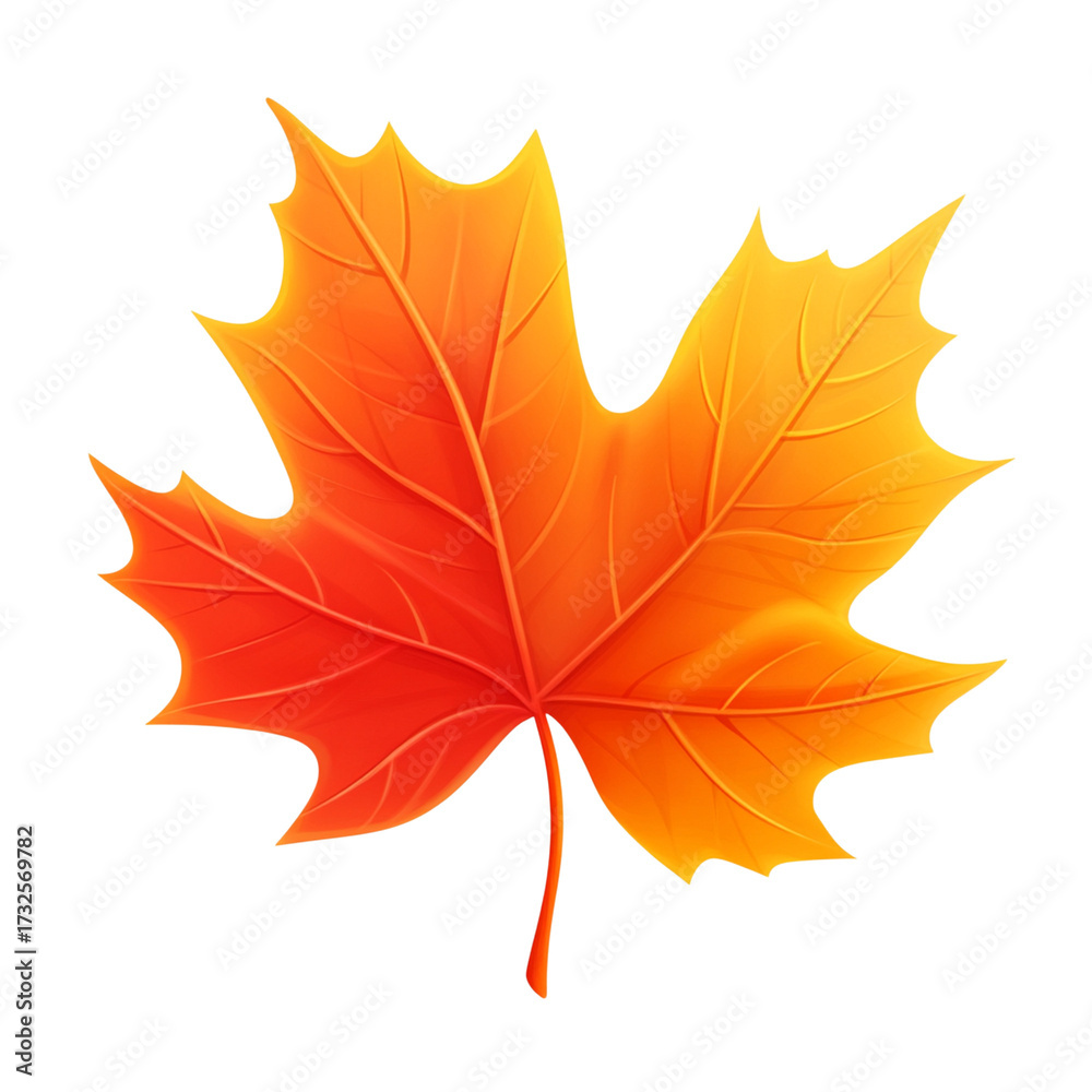 Obraz premium Vibrant orange maple leaf against a dark background.