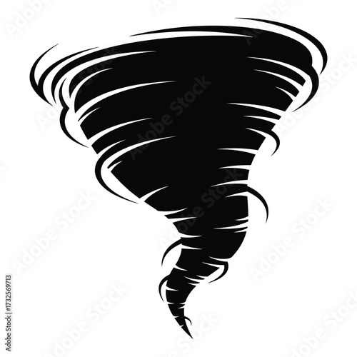 Powerful silhouette of a tornado swirling with dynamic energy and motion silhouette