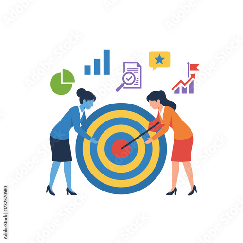 Illustration concept for the target audience: a flat illustration set against a white background