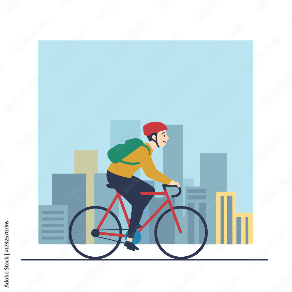 Fototapeta premium A character-based cycling concept suitable for web banners, mobile apps, and hero images, presented as a flat vector illustration on a white background