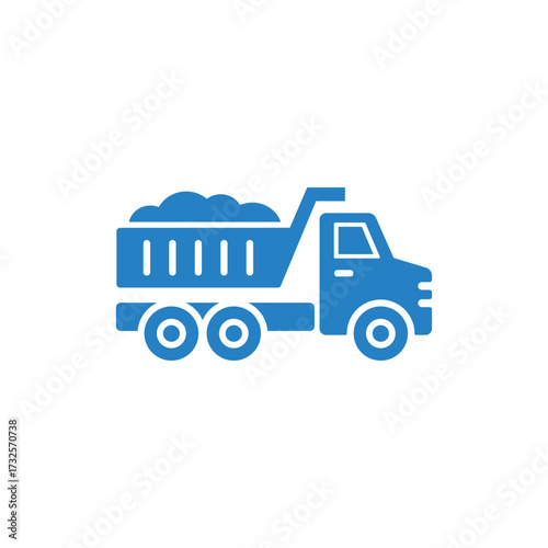 Isolated Blue Dump Truck Icon with Filled Load on Transparent Background Design
