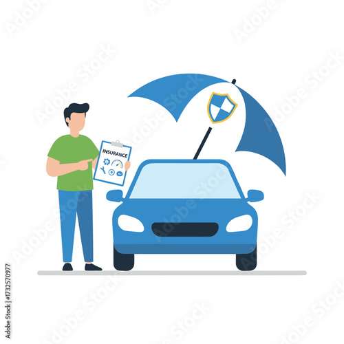 Illustration of a car insurance concept on a white background