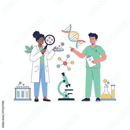 Illustration concept of medical research on a white background