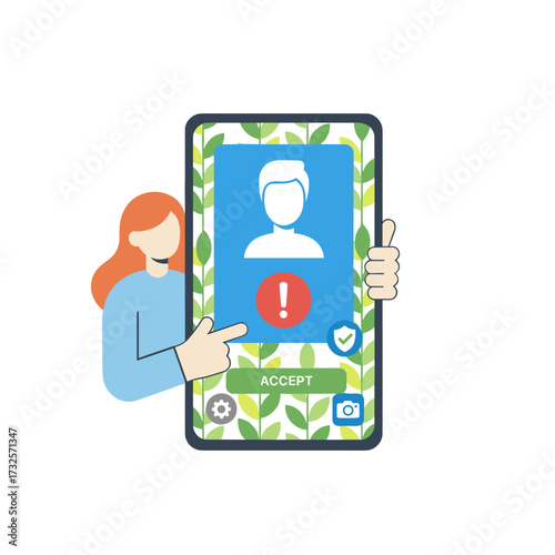 Require a camera access illustration concept on a white background