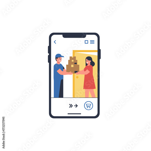 Concept illustration for parcel delivery service, flat design isolated on a white background