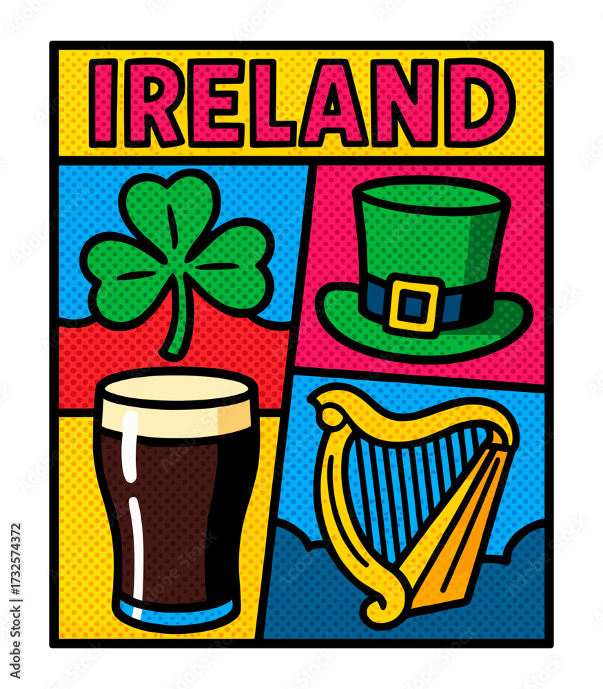 Fototapeta premium Pop Art Style Ireland Travel Poster