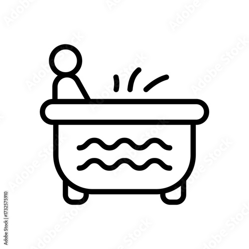Hydro massage outline icon. Spa health. Bath foot. Healthcare, skincare, wellness contour symbol. Vector isolated illustration.