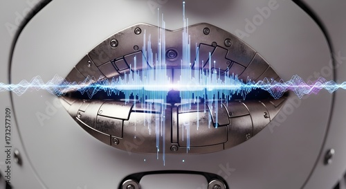 Artificial Intelligence A Robotic Mouth Emitting Sound Waves Representing Speech