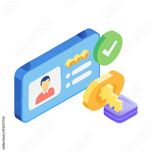 Authenticated accounts concept. 3d illustration.icon
